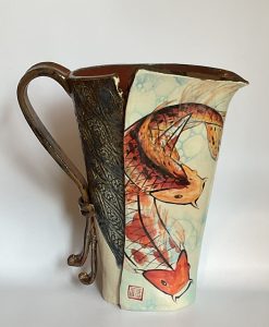 pitcher with koi painted