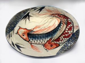 Fish koi plate